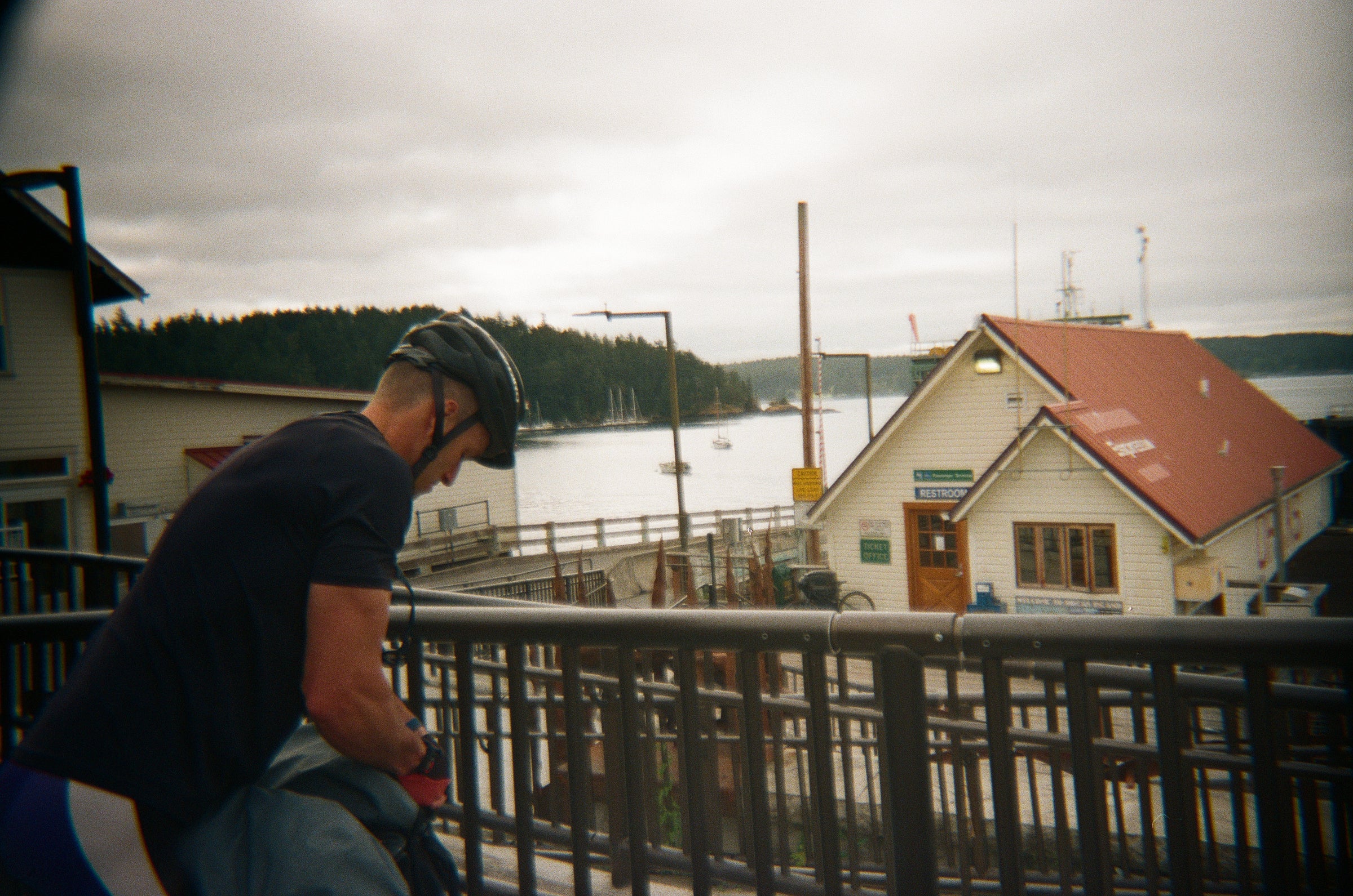 getting our bikes ready to ride at the Orcas Ferry landing