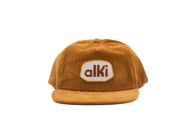 brown corduroy hat with alki patch