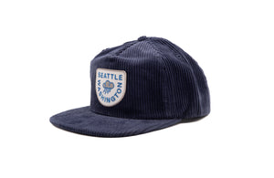 Corduroy Seattle Snapback Hat Navy Blue