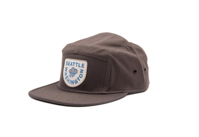 gray 5 panel hat with seattle patch